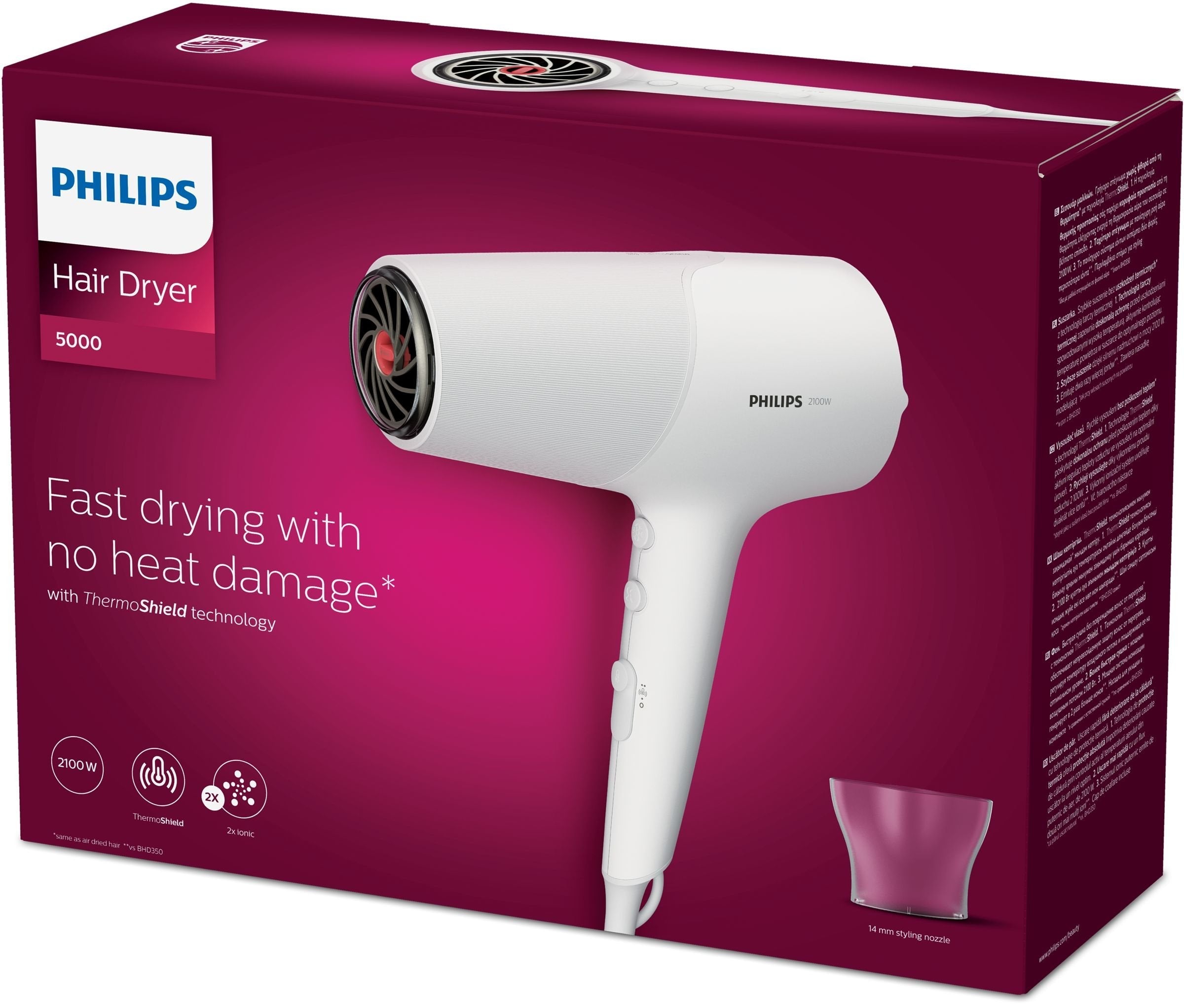 EAN 8710103948643 - Philips 5000 series BHD500/00 secador 2100 W Blanco imagen 4