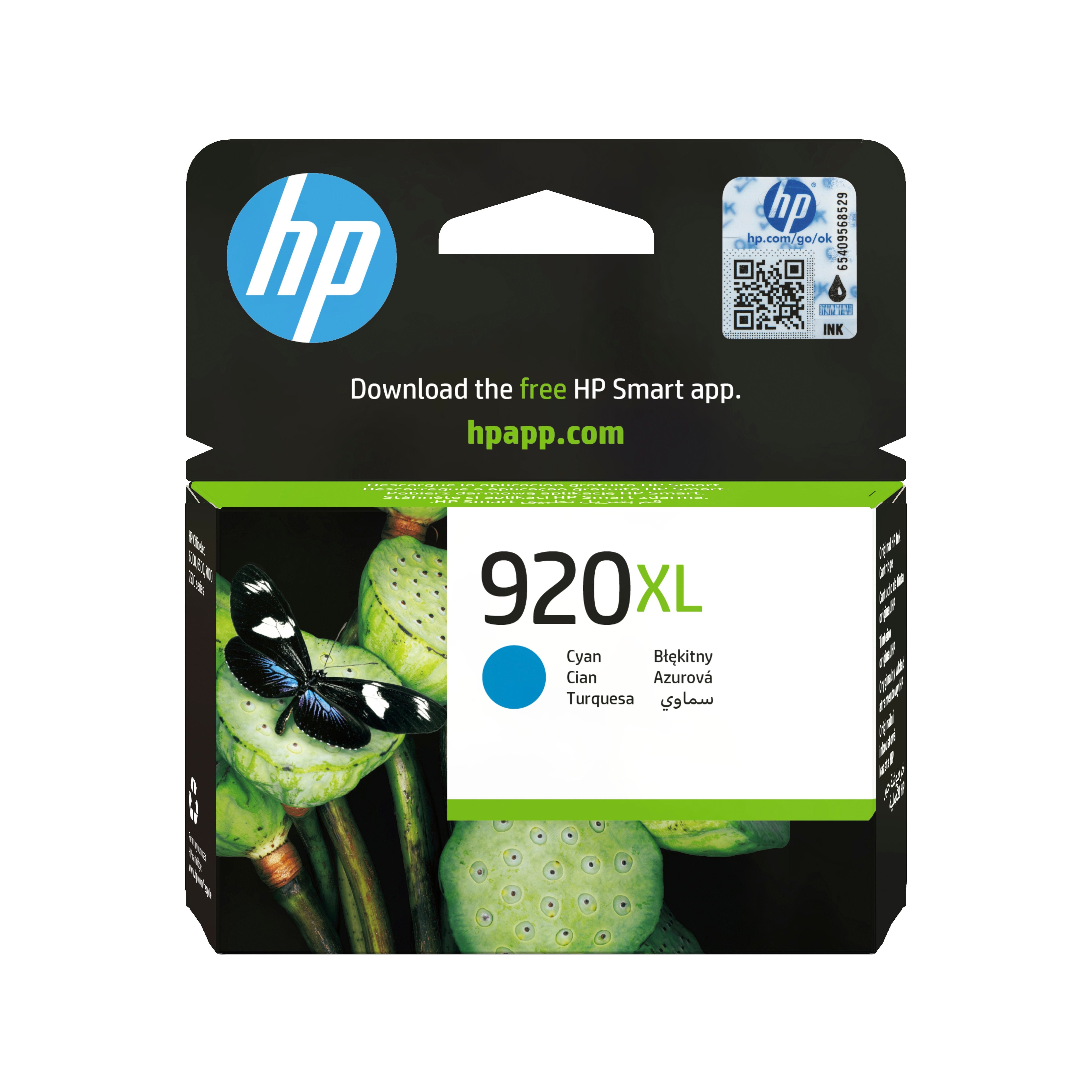 EAN 0884420649274 - HP 920XL High Yield Cyan Original Ink Cartridge cartucho de tinta 1 pieza(s) Alto rendimiento (XL) imagen 1