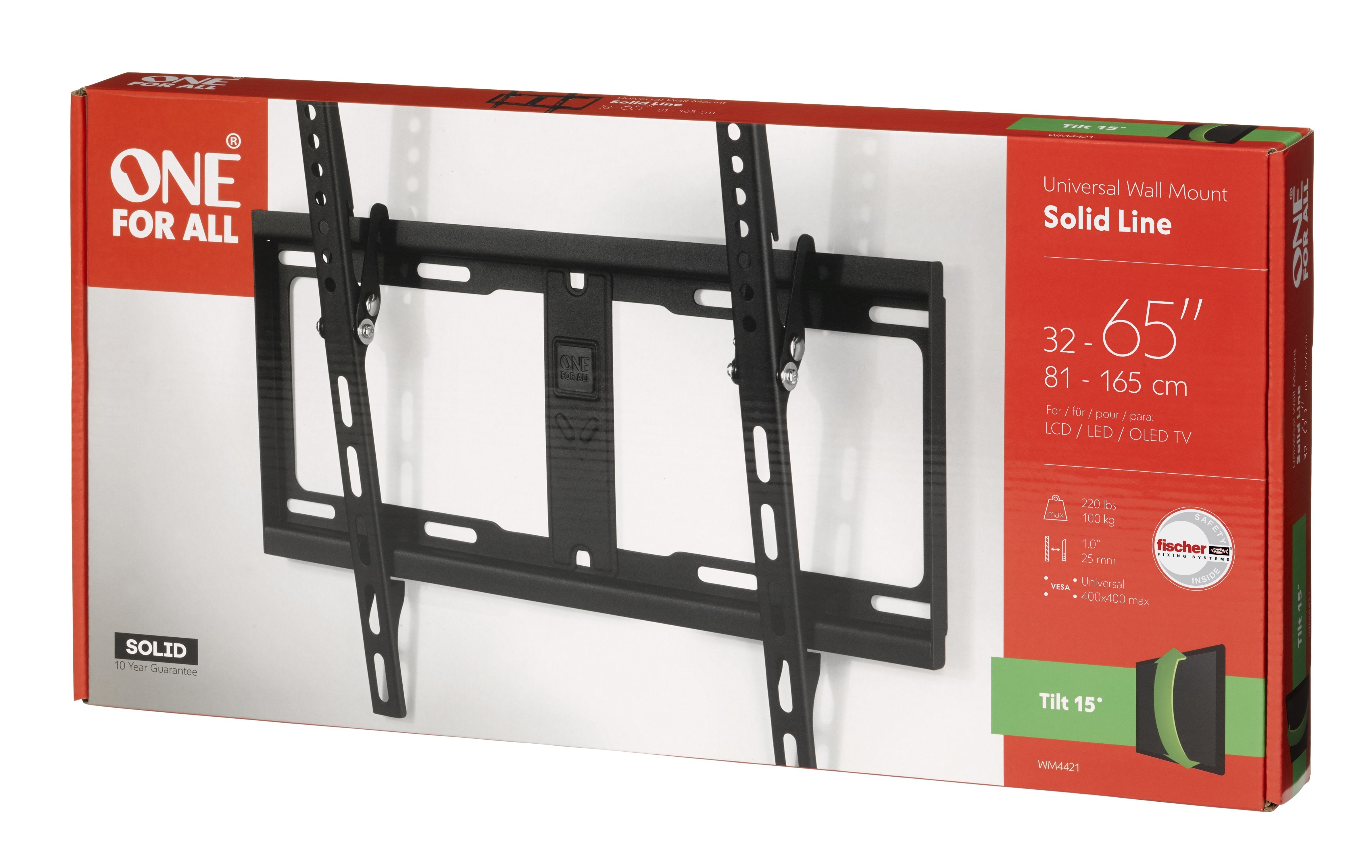 Soporte De Pared One For All Wm4421, Negro, Ultraplano, Inclinable Wm4421