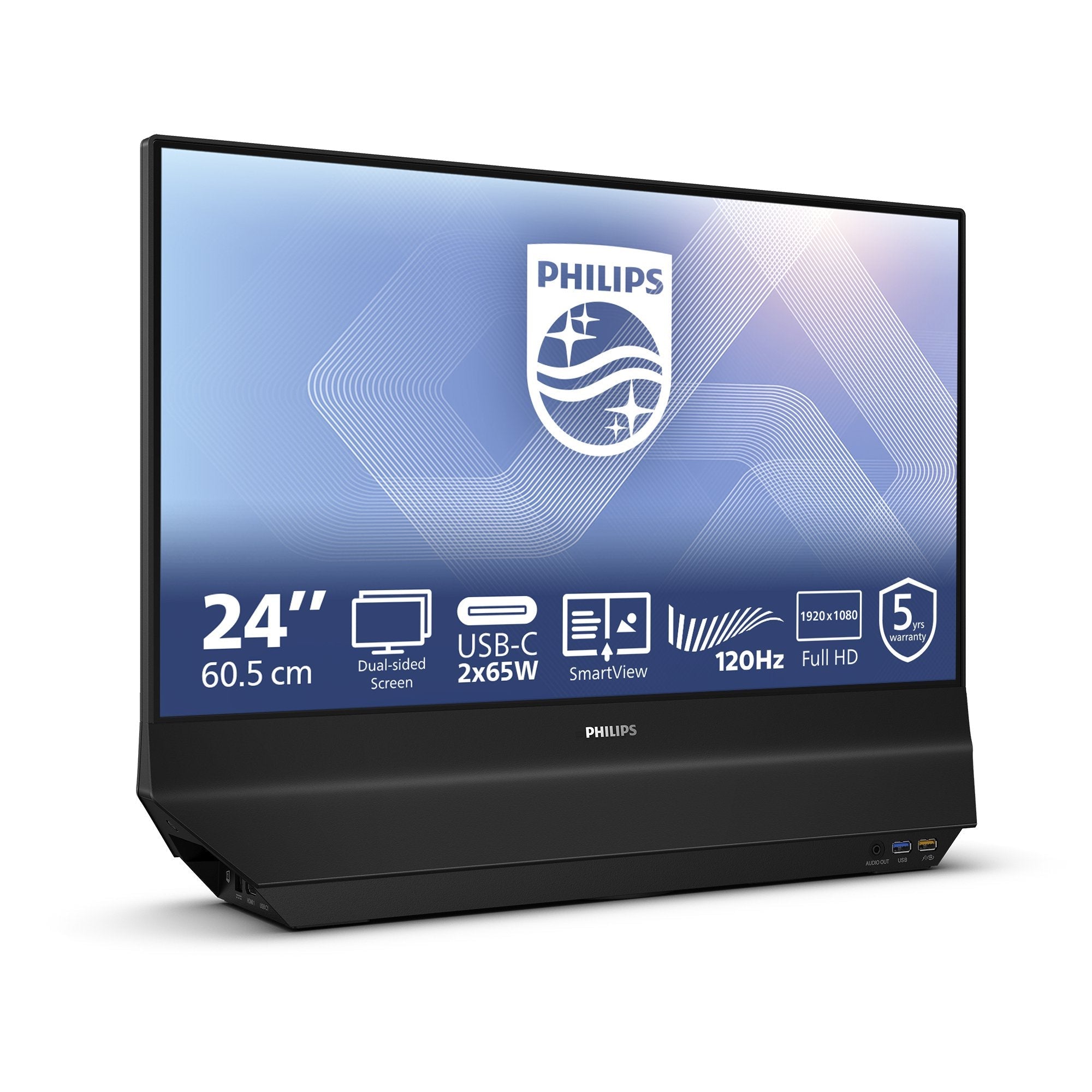 Monitor Philips 24b2d5300 Led 24" (23.8" Visible) 1920 X 1080 Full Hd (1080p) @ 120 Hz Ips 1500:1 2xhdmi 2xusb-C Altavoces Negro