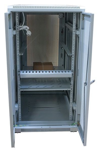 Allnet 19\"Schrank, 22he, B600/T1000mm, Perforierte Blechtüren, Lichtgris, Snb-Serie,