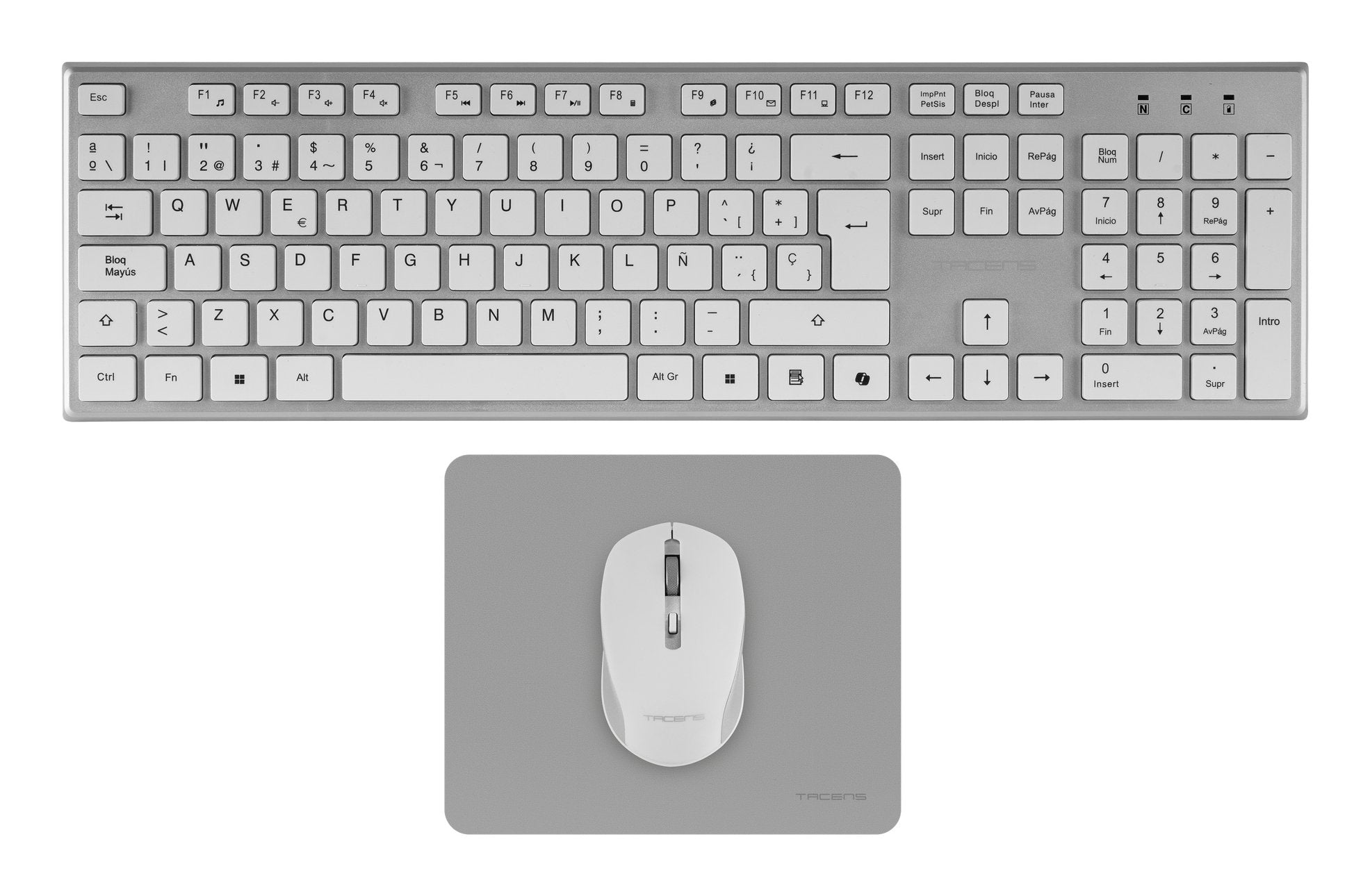 Teclado Mouse Y Alfombrilla Wireless Tacens Zenithwpt Low Profile Tecla Copilot 3200dpi Negro Portug
