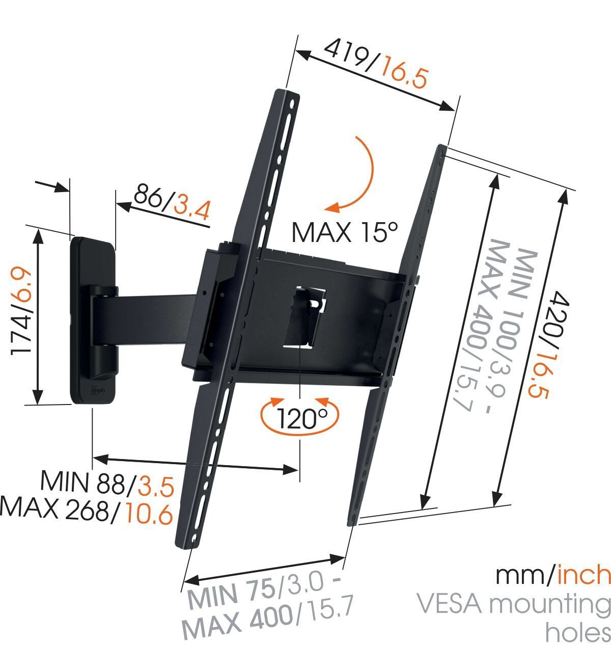 EAN 8712285337086 - Vogel's MA 3030 165,1 cm (65") Negro imagen 3