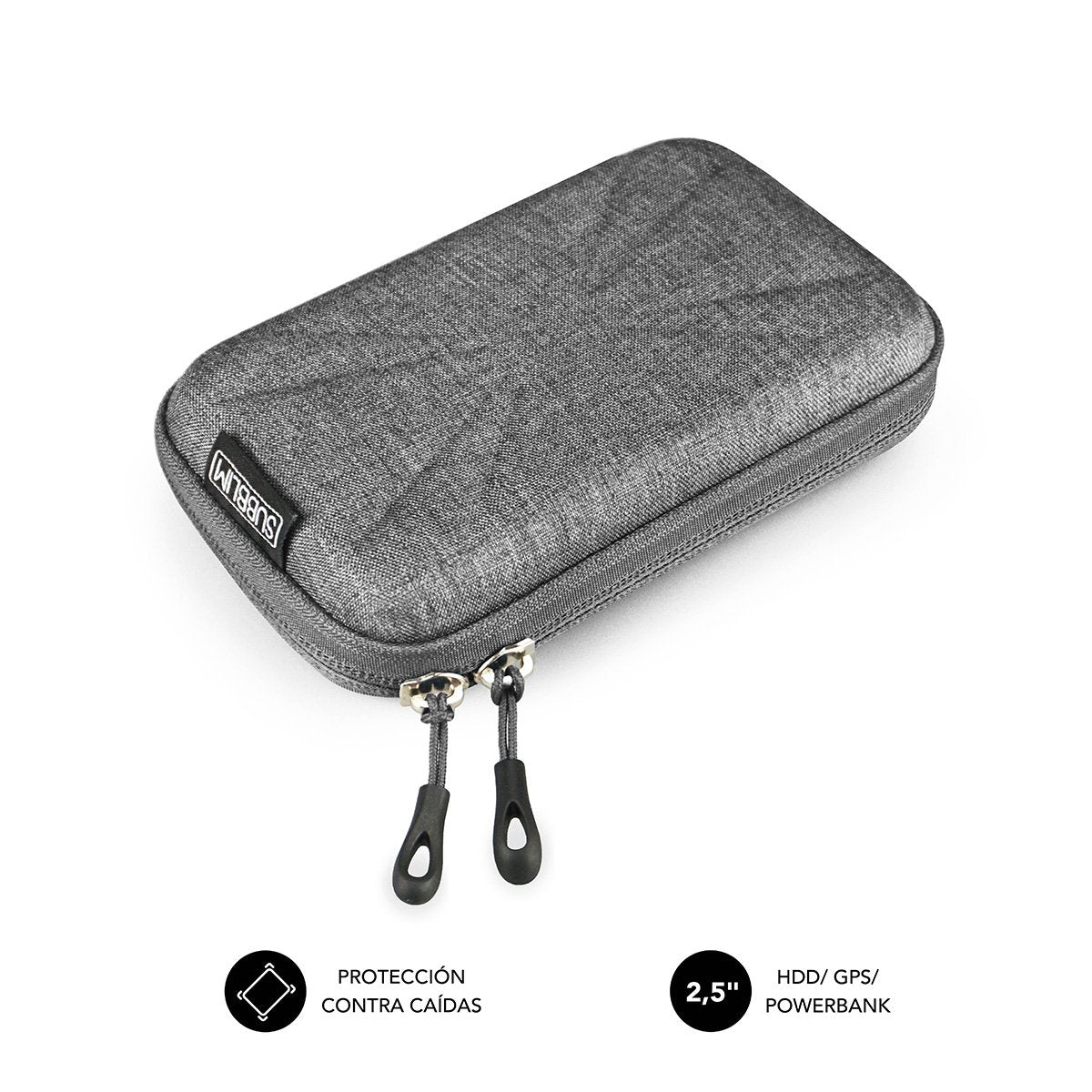 Funda Subblim Hdd Business Grey Para Disco De 2.5'/6.35cm Exterior Rígido Interior Acolchado Bandas Elásticas
