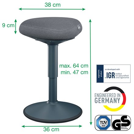 EAN 4002432138418 - Leitz 65440089 taburete tipo silla de montar Asiento acolchado Gris Plástico 1 pieza(s) imagen 7