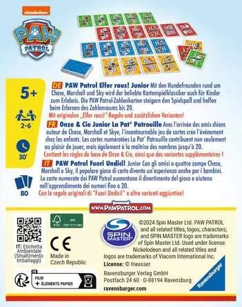Ravensburger Paw Patrol La Patrulla Canina 911 ! Júnior, Juego De Cartas 20953