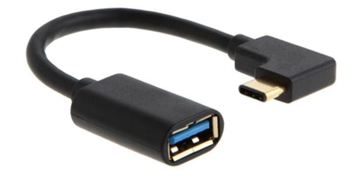 Type C Angled Male To Usb3.0 Female Cable, 0,2m, Black