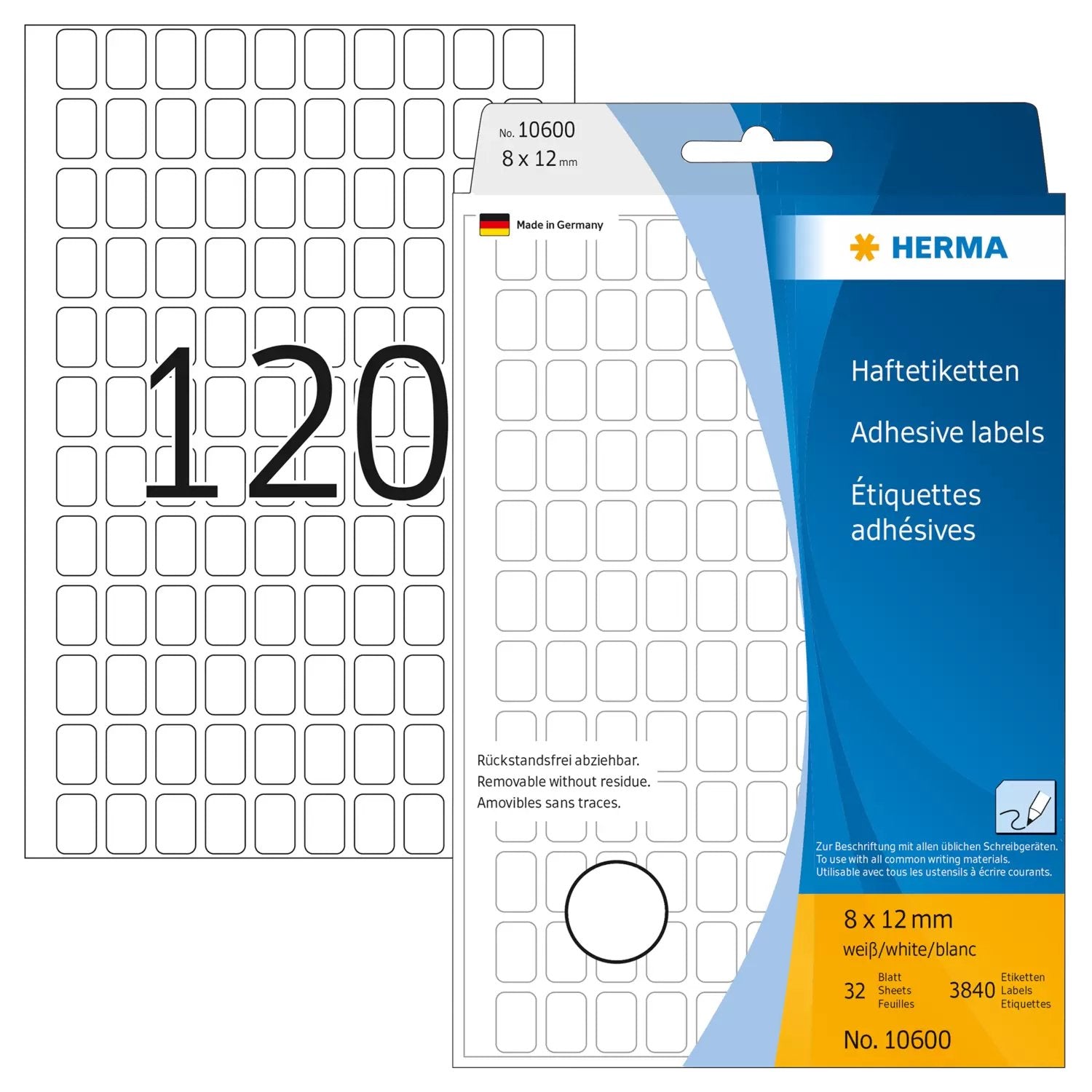 EAN 4008705106009 - HERMA 10600 etiqueta autoadhesiva Blanco 3840 pieza(s) imagen 1