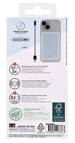 EAN 3303170117736 - T'nB BUMAG5BL batería externa 5000 mAh Cargador inalámbrico Azul imagen 8