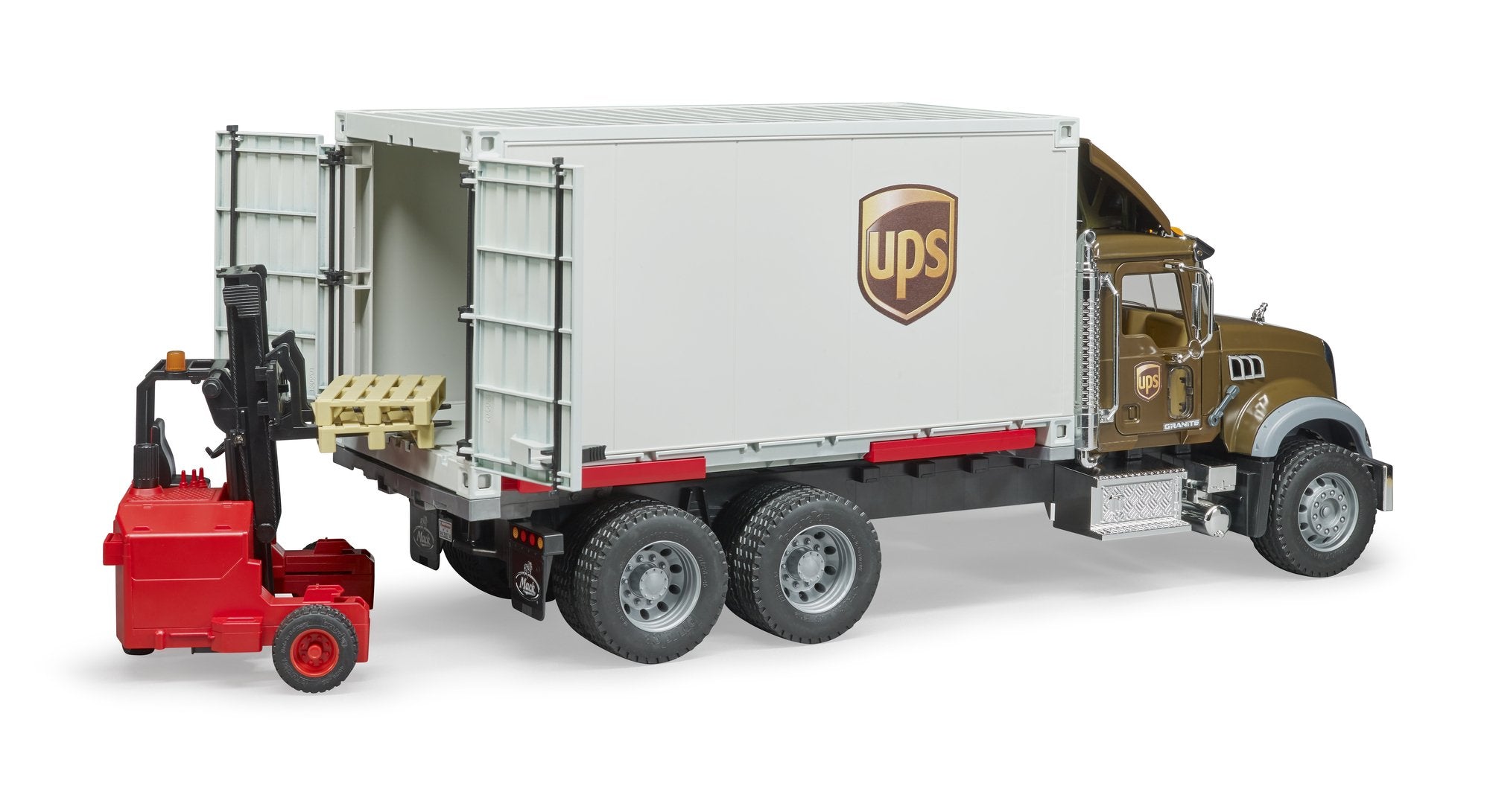 Bruder Camion Mack De Reparto Ups Con Carretilla Elevadora 02828