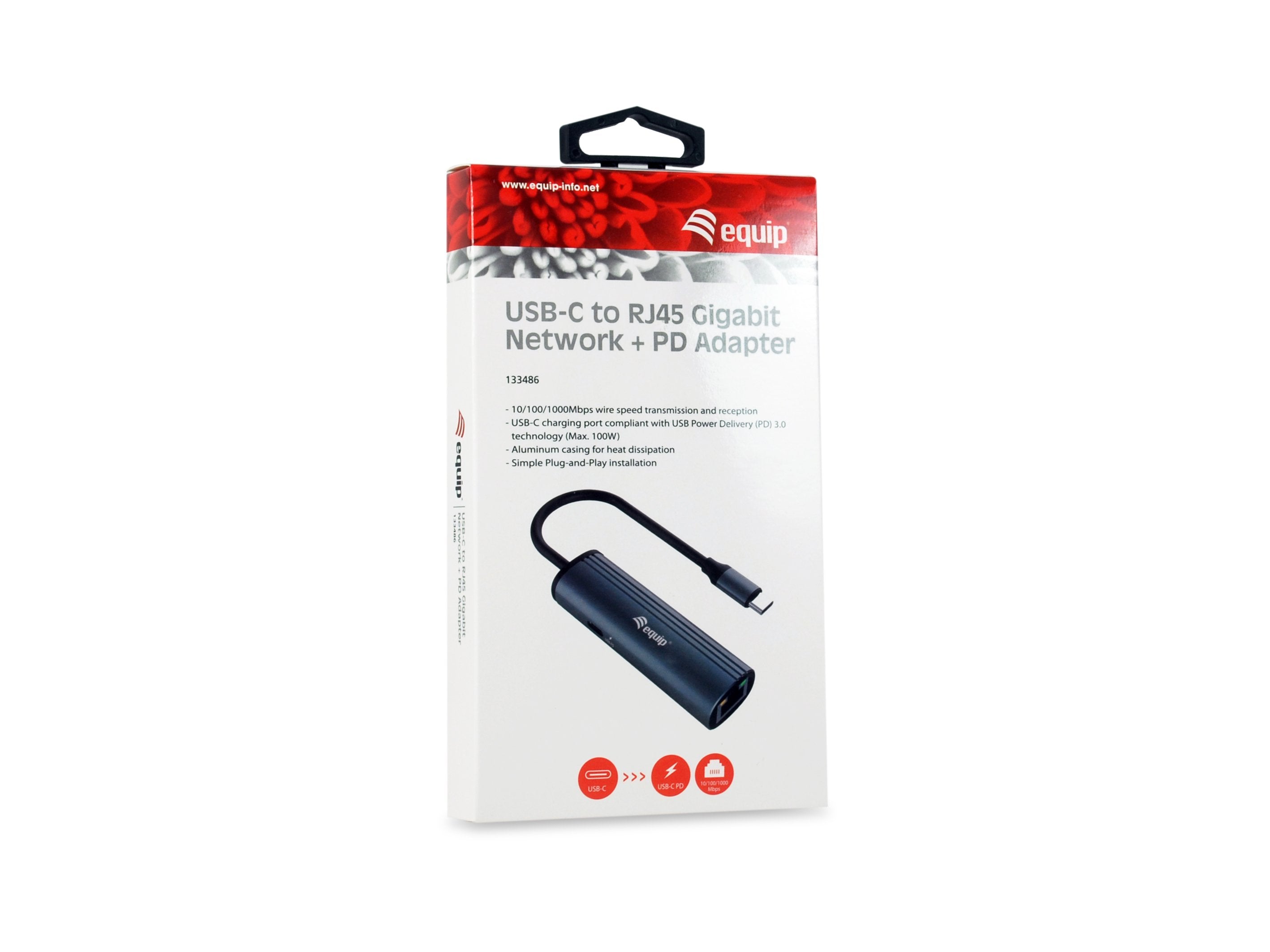 Equip Adaptador Usb-C -> Rj45 10/100/1000 +Pd Adaptador 0.15m Gr