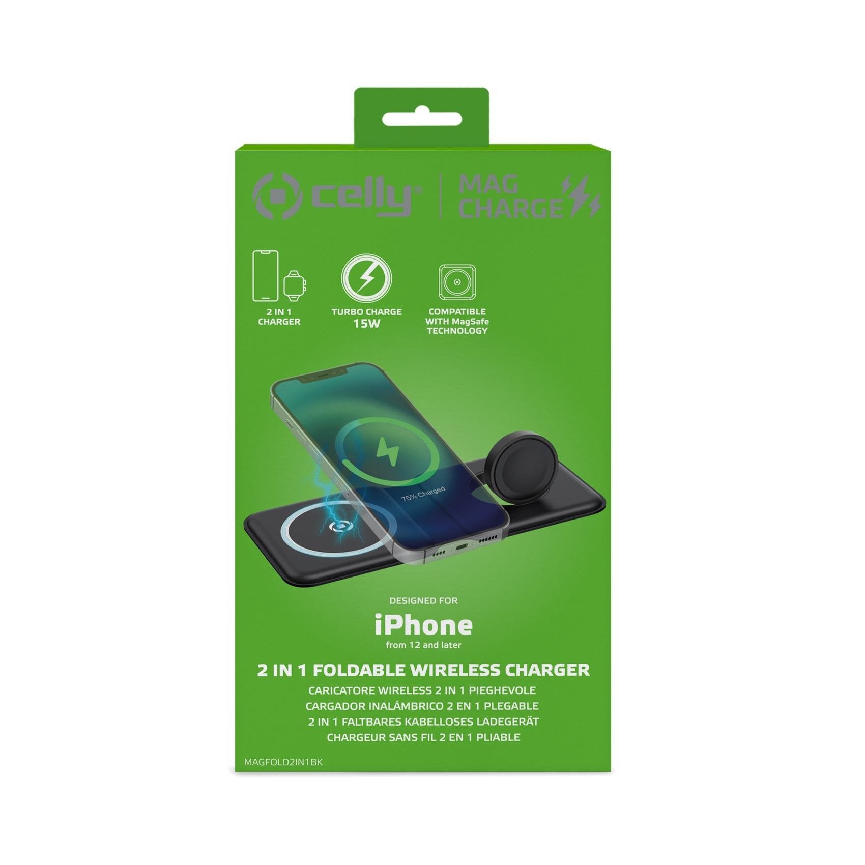 EAN 8021735200635 - Celly MAGFOLD2IN1 Smartphone, Reloj inteligente Negro USB Cargador inalámbrico Interior imagen 3