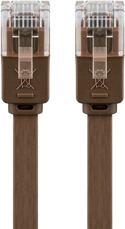 Latiguillo Cat 6, U-Utp, 1.00 M, Marron, Plano Cu-Pvc