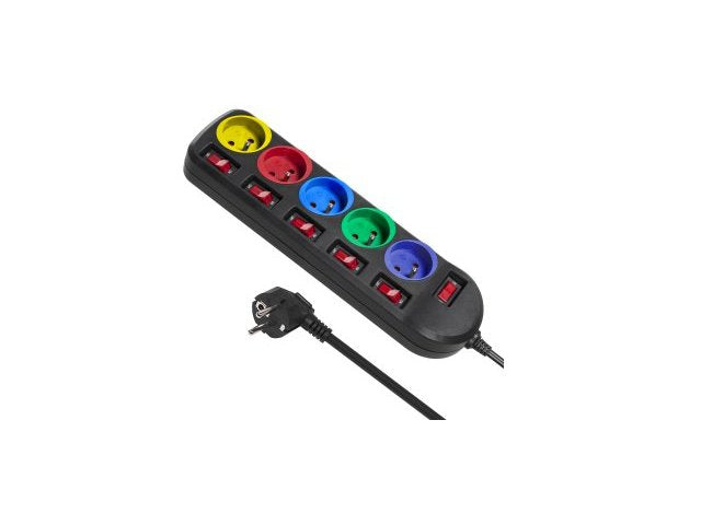 EAN 5902211112464 - Maclean MCE204M base múltiple 1,5 m 5 salidas AC Interior Negro, Multicolor imagen 1