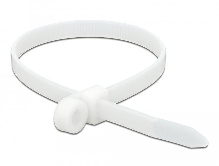 Delock Cablebinder Mit Befestigungsöse L 400 X B 7,6 Mm Weiss 10 Stück