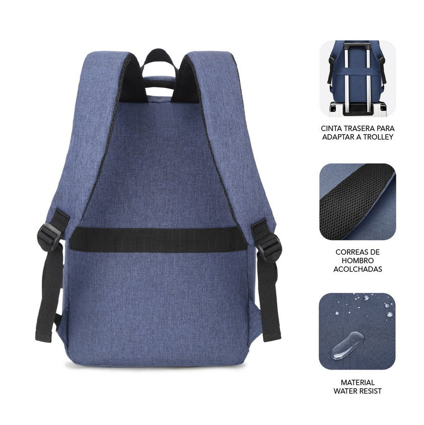 Mochila Subblim City Backpack Para Portátiles Hasta 15.6'/ Puerto Usb/ Azul