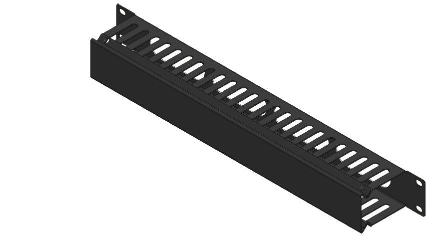 1u 19" Sliding Cover Cable Management Panel Black With