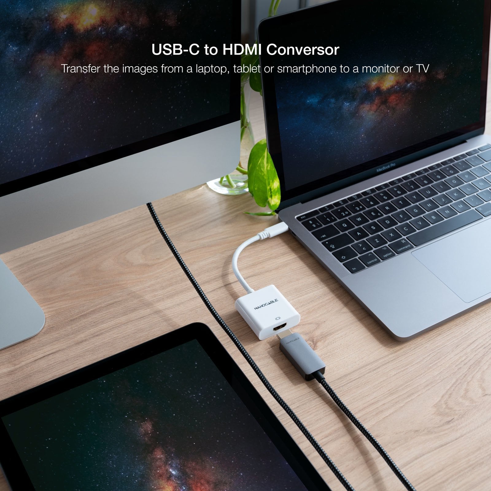 Nanocable Conversor Usb-C A Hdmi 4k - 15 Cm - Blanco
