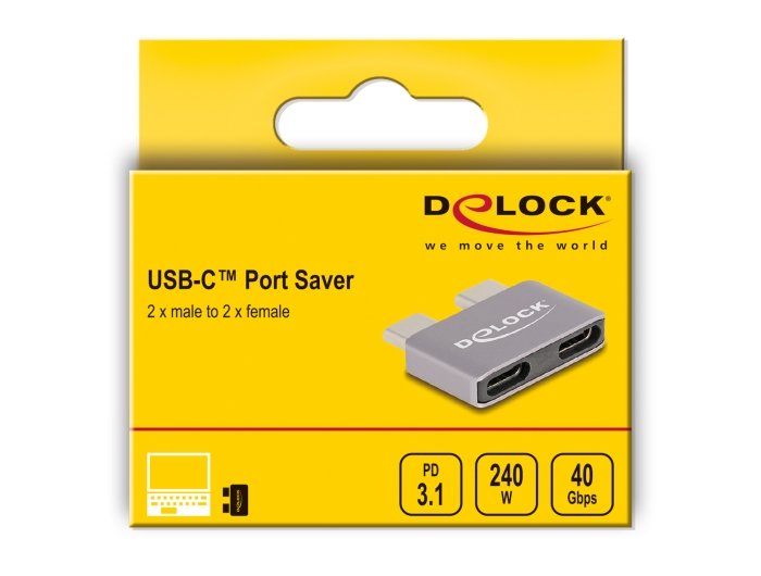 Delock 60055 Adaptador Usb 40 Gbps Usb Type-C 2 X Macho A 2 X Hembra Protector De Puerto De Metal