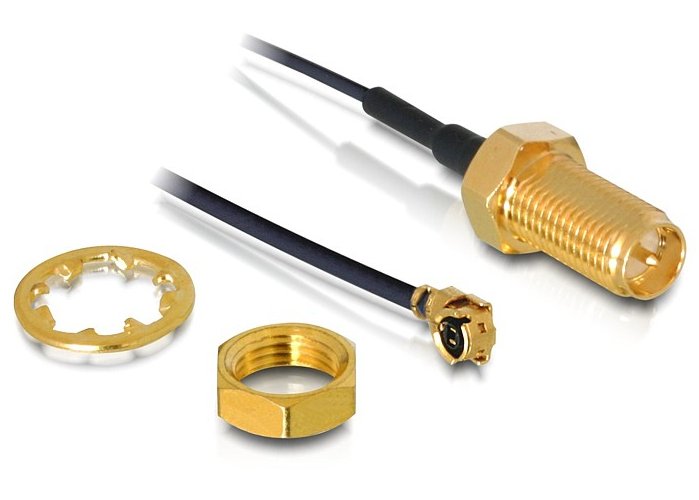 Delock 88408 Antena Cable Rp-Sma Mampara Hembra A I-Pex Inc., Mhf® I Macho 1.13 50 Cm Longitud De Hilo 10 Mm