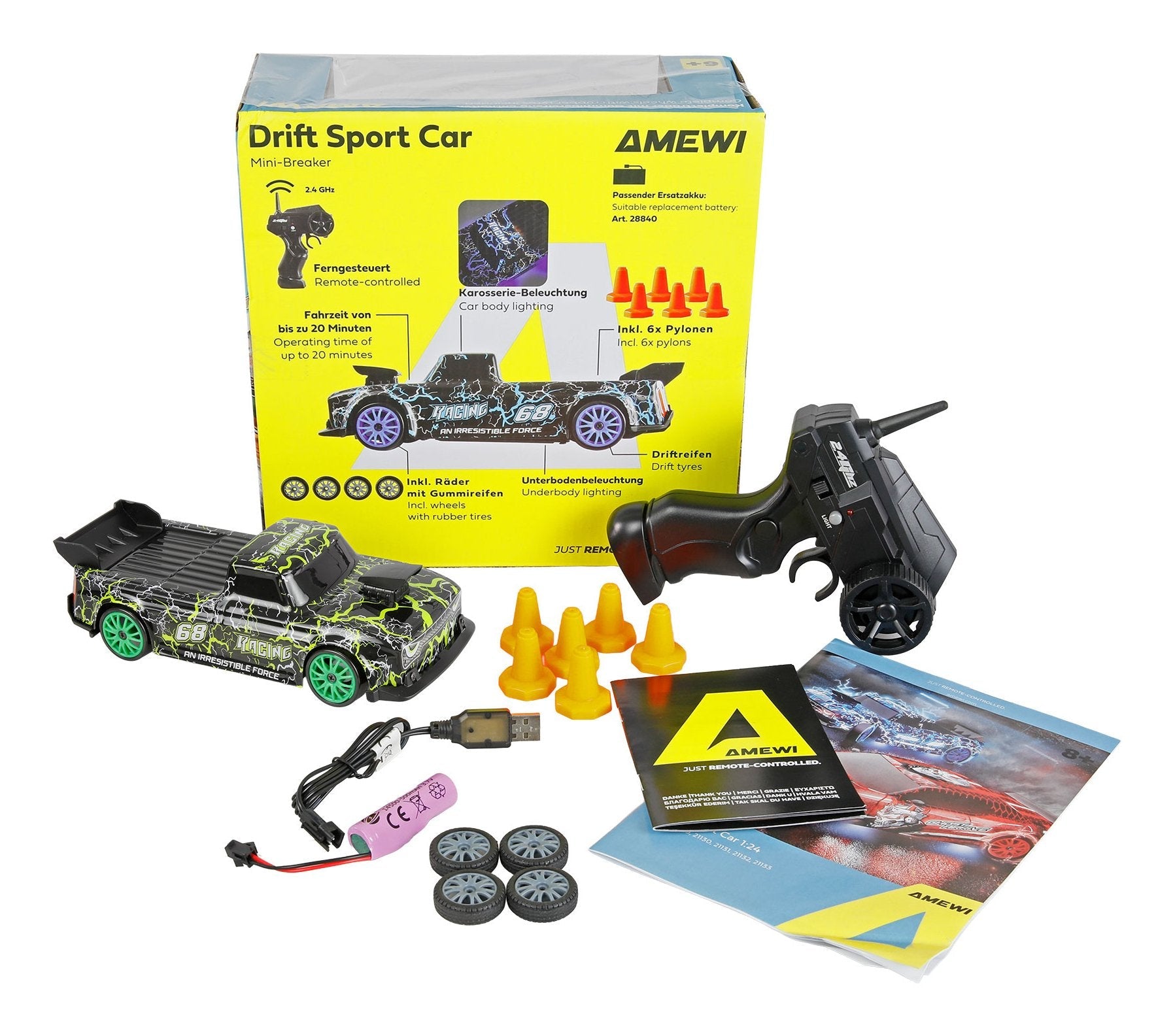 Amewi Drift Sport Car Mini-Breaker 4wd 1:24 Rtr Verde 6+