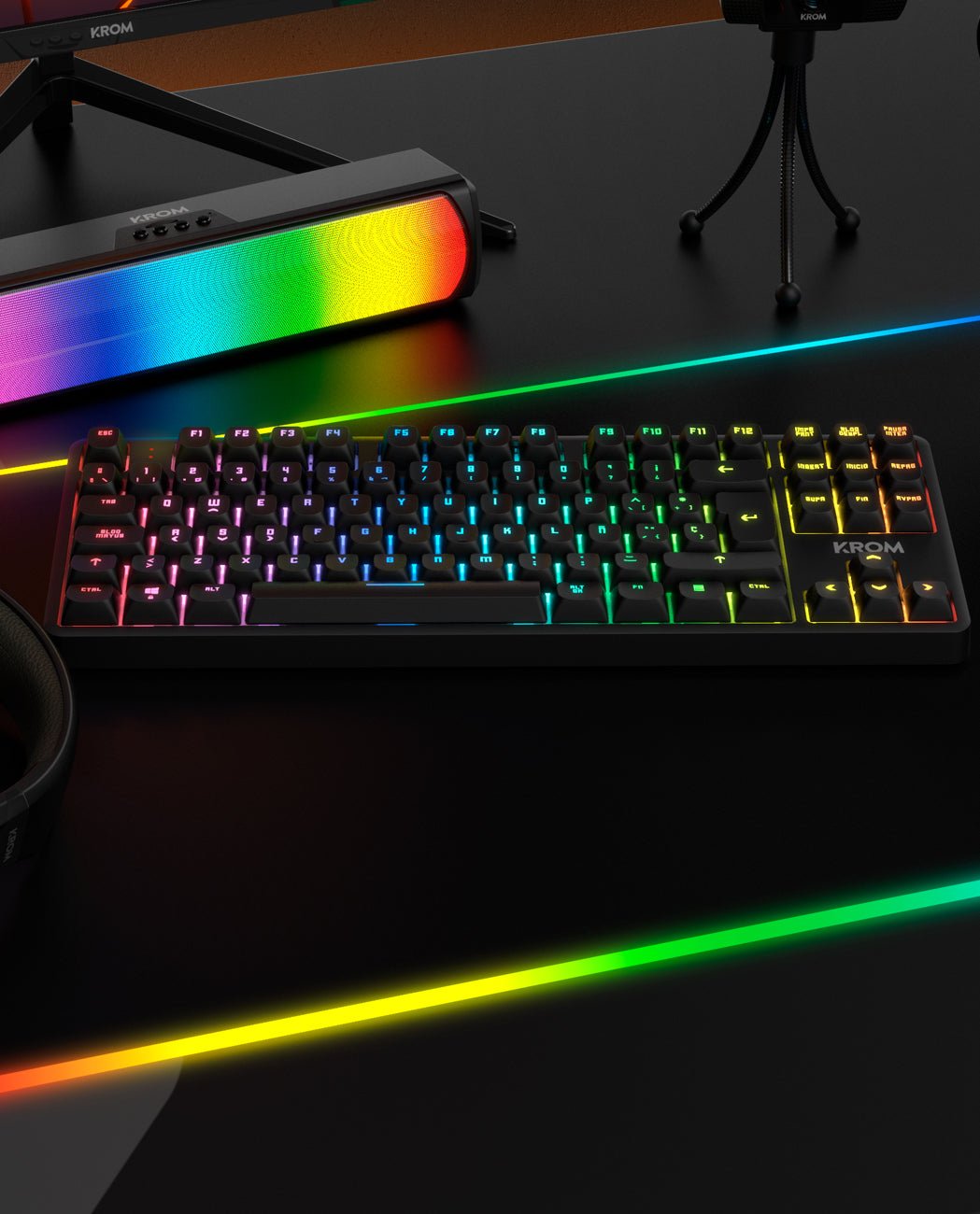 EAN 8436587975165 - Krom NXKROMKERNELPROSP teclado Juego USB + RF Wireless + Bluetooth QWERTY Español Negro, Blanco imagen 11