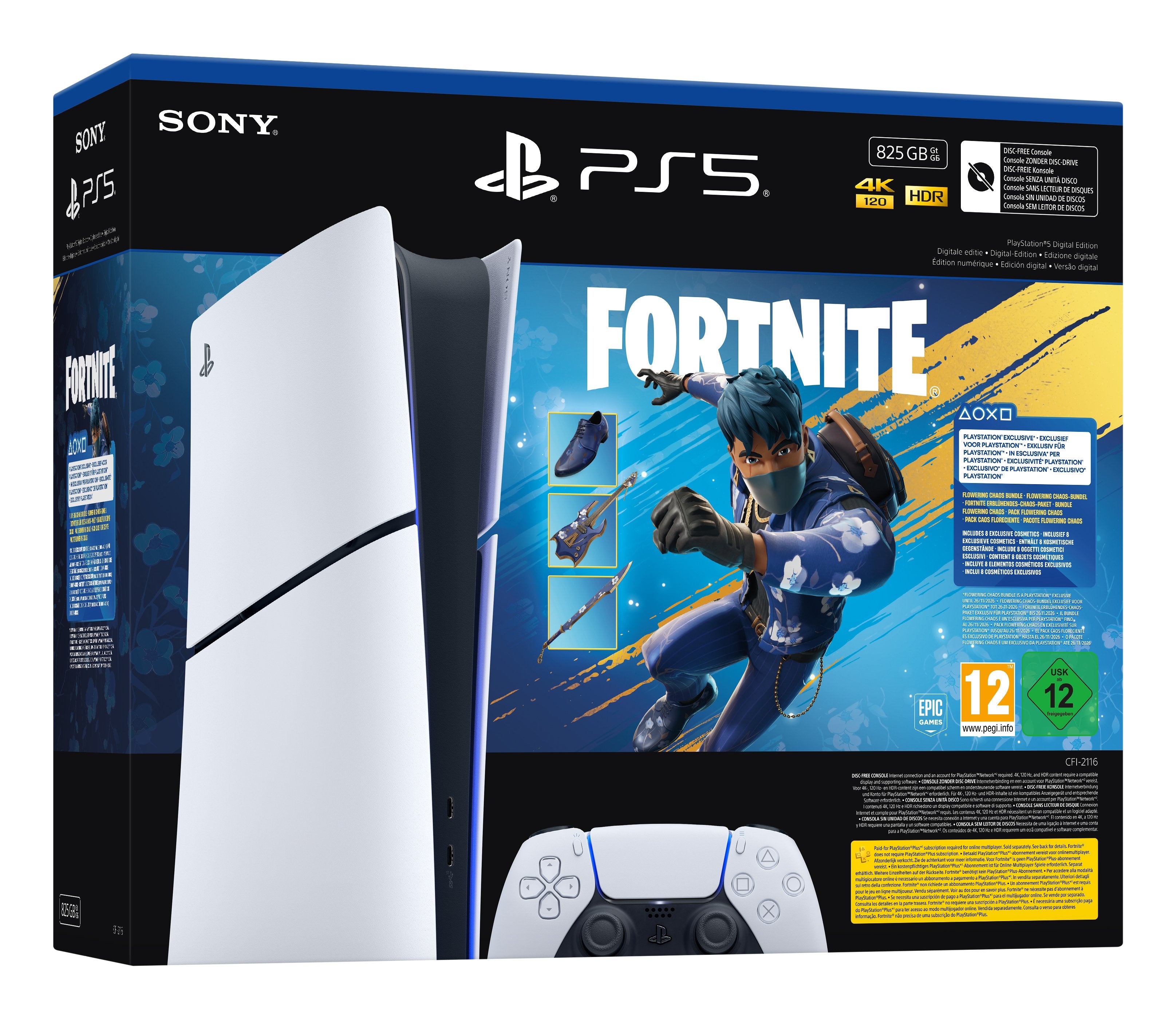EAN 0711719021735 - Sony PlayStation 5 Digital Edition - Fortnite Flowering Chaos Bundle 825 GB Wifi Negro, Blanco imagen 4