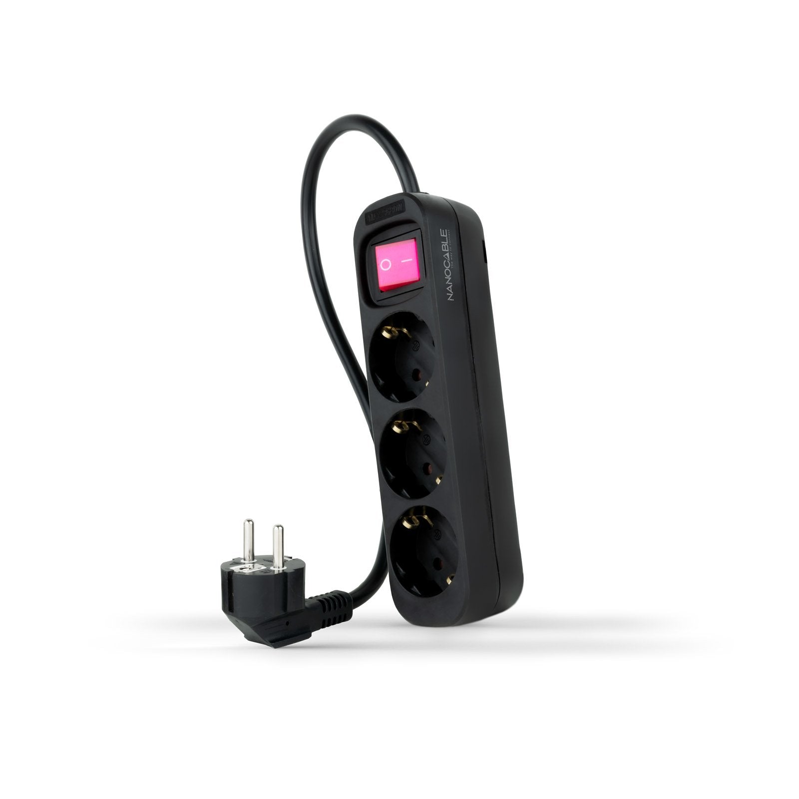 Nanocable Regleta 3 Tomas Interruptor 1.4m - Negro