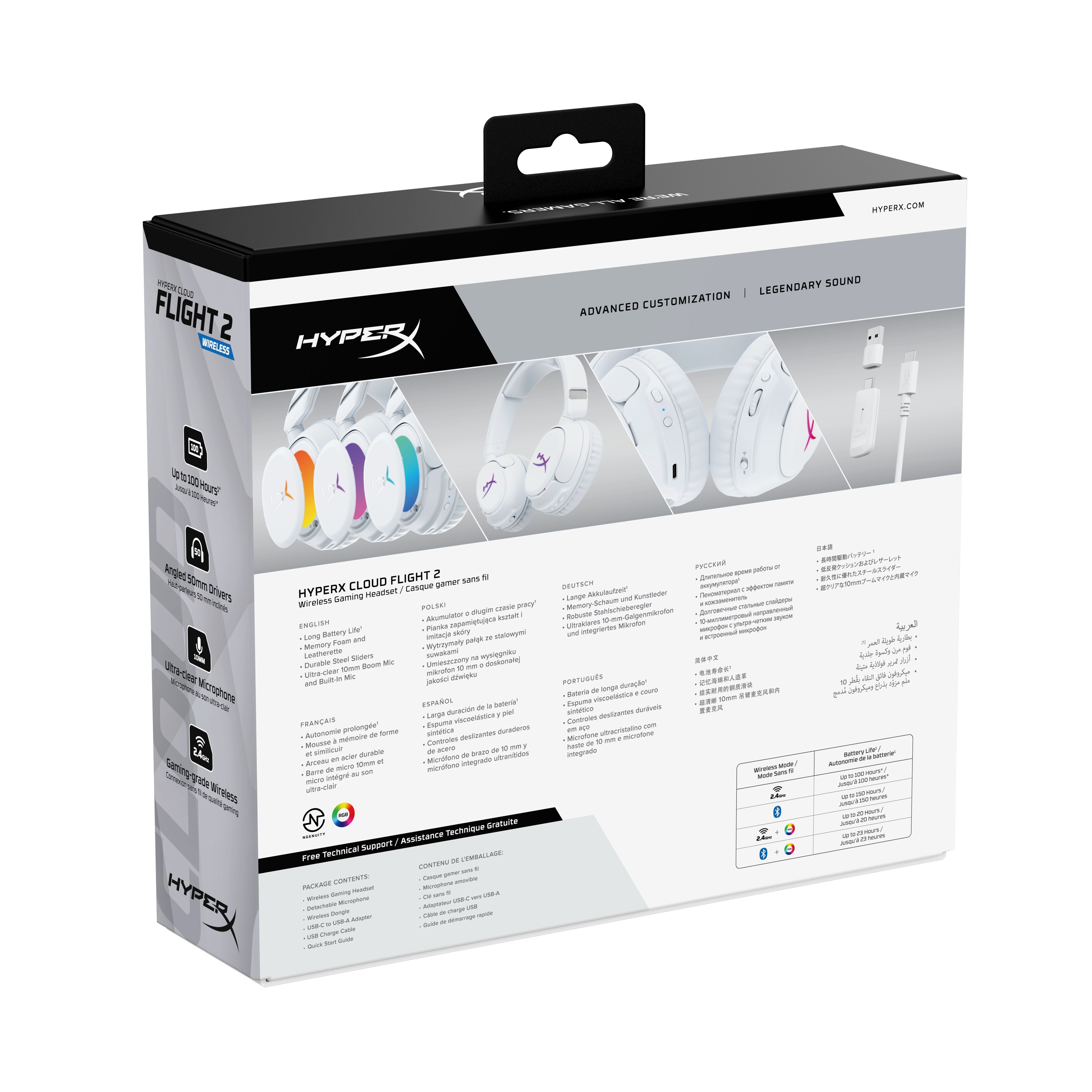 EAN 0198990148328 - HyperX Cloud Flight 2 Inalámbrico Diadema Juego Bluetooth Blanco imagen 15
