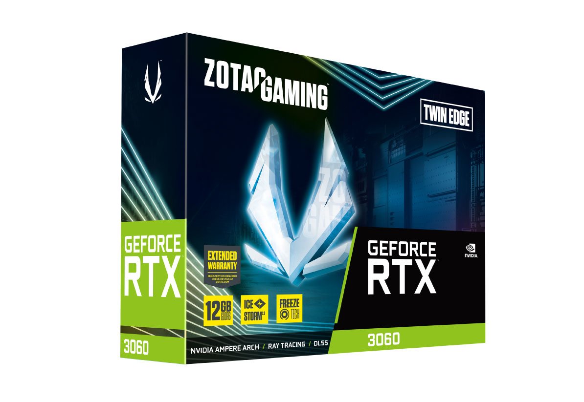 Tarjeta Gráfica Zotac Gaming Rtx 3060 Twin Edge 12 Gb Gddr6 Vga Zotac Rtx 3060 Twin Edge,Nv,Rtx3060,Gddr6,12gb,192bit,Hdmi+3dp,White Led,Premium Pack,Medium Pack,2 Ventiladores (Zt-A30600e-10m)