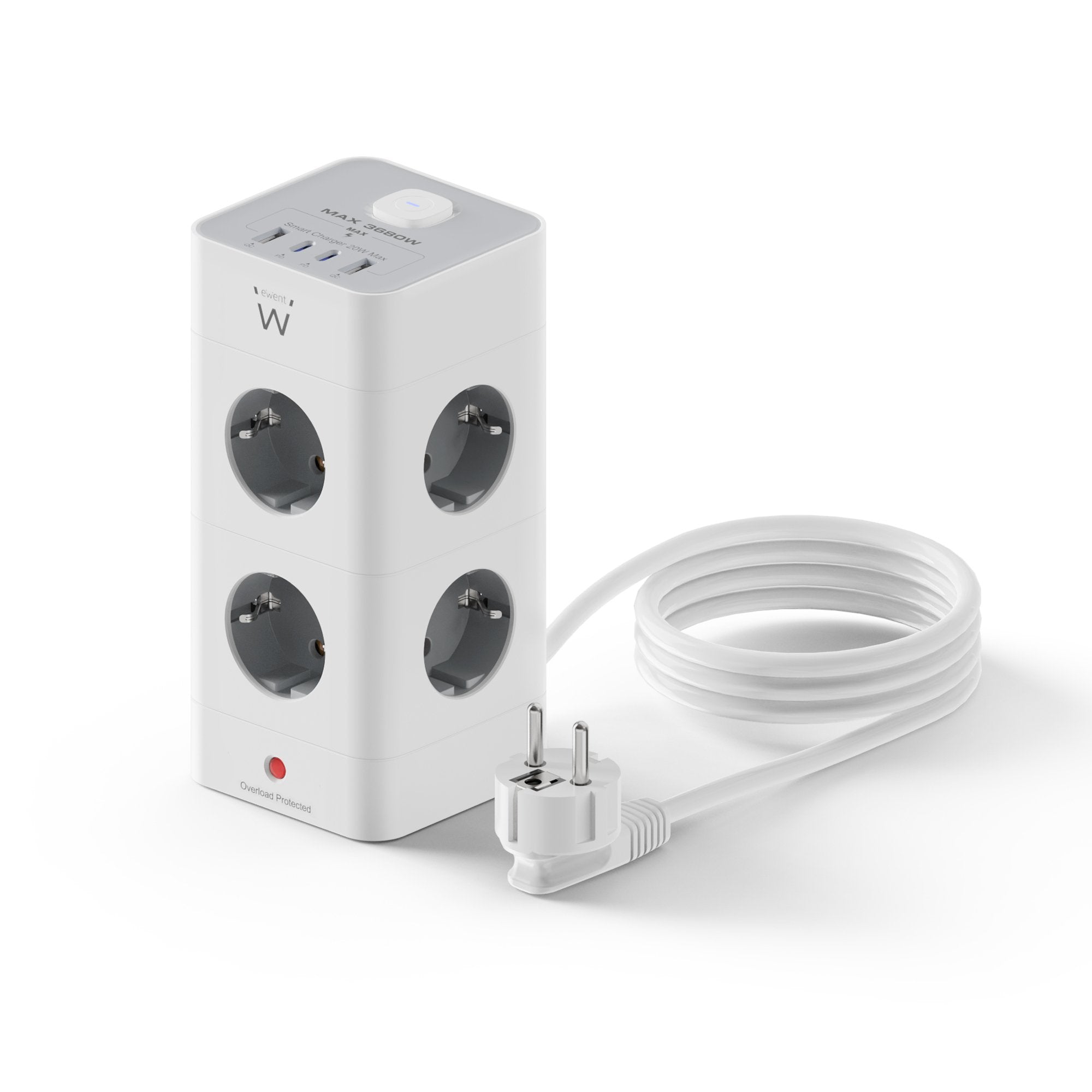 EAN 8052101434231 - Ewent EW3864 base múltiple 2 m 8 salidas AC Interior Gris, Blanco imagen 1