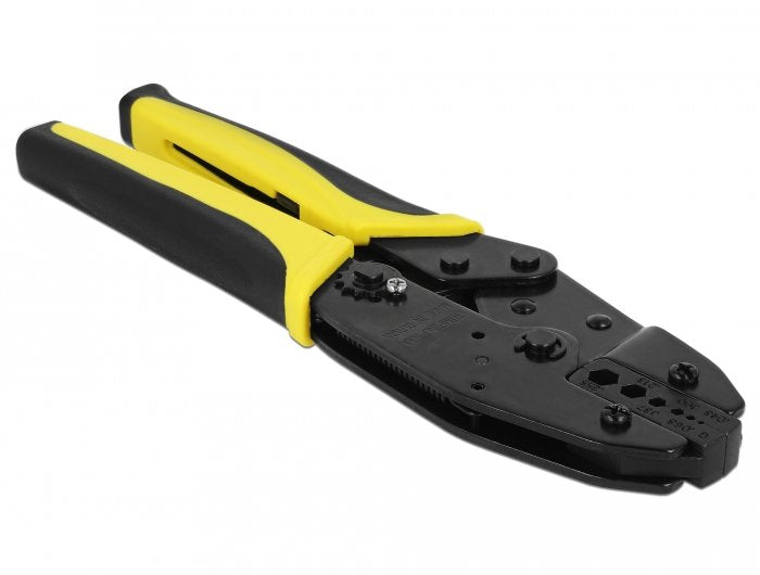 Alicates De Engarzadores Coaxados Universales De Delock, Negro/Amarillo Crimpzange, Por 6 Diámetro Diferente 90295