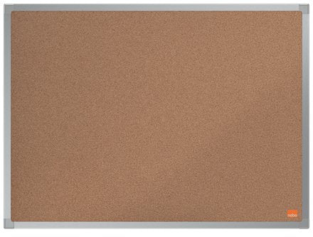 Nobo Essence Tablero De Anuncios De Corcho 600x450mm - Montaje En Esquinas - Superficie De Corcho - Marco De Aluminio Anodizado - Color Natural