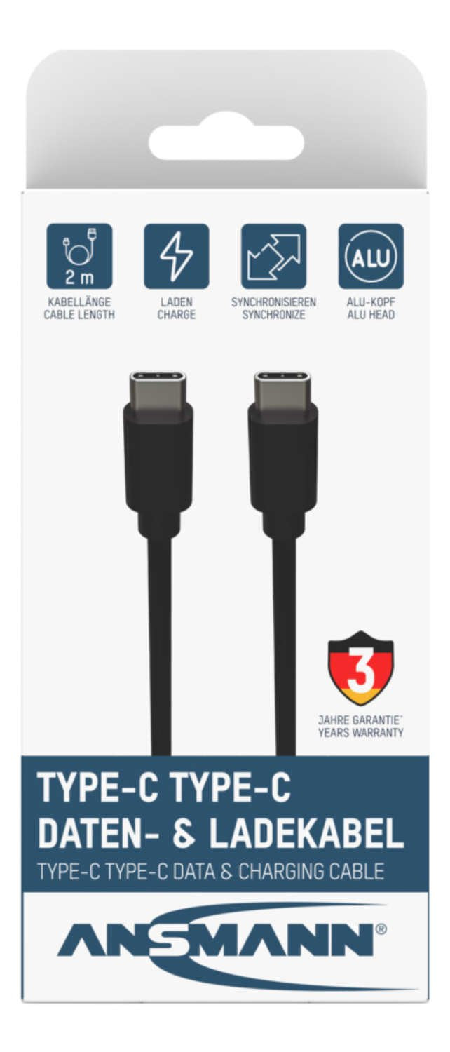 EAN 4013674168460 - Ansmann 1700-0122 cable USB 2 m USB C Negro imagen 1