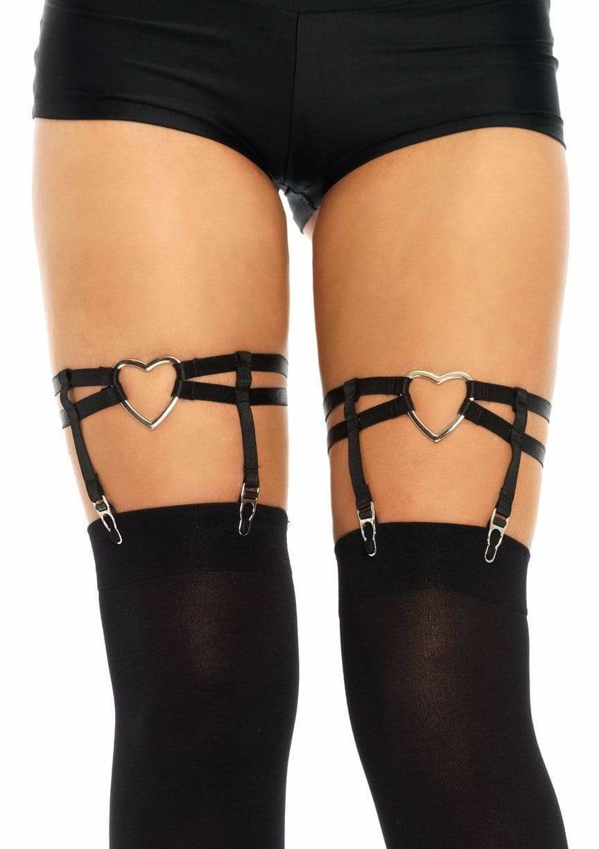 Leg Avenue - Ligas Dobles Elasticas Con Corazon Talla Unica