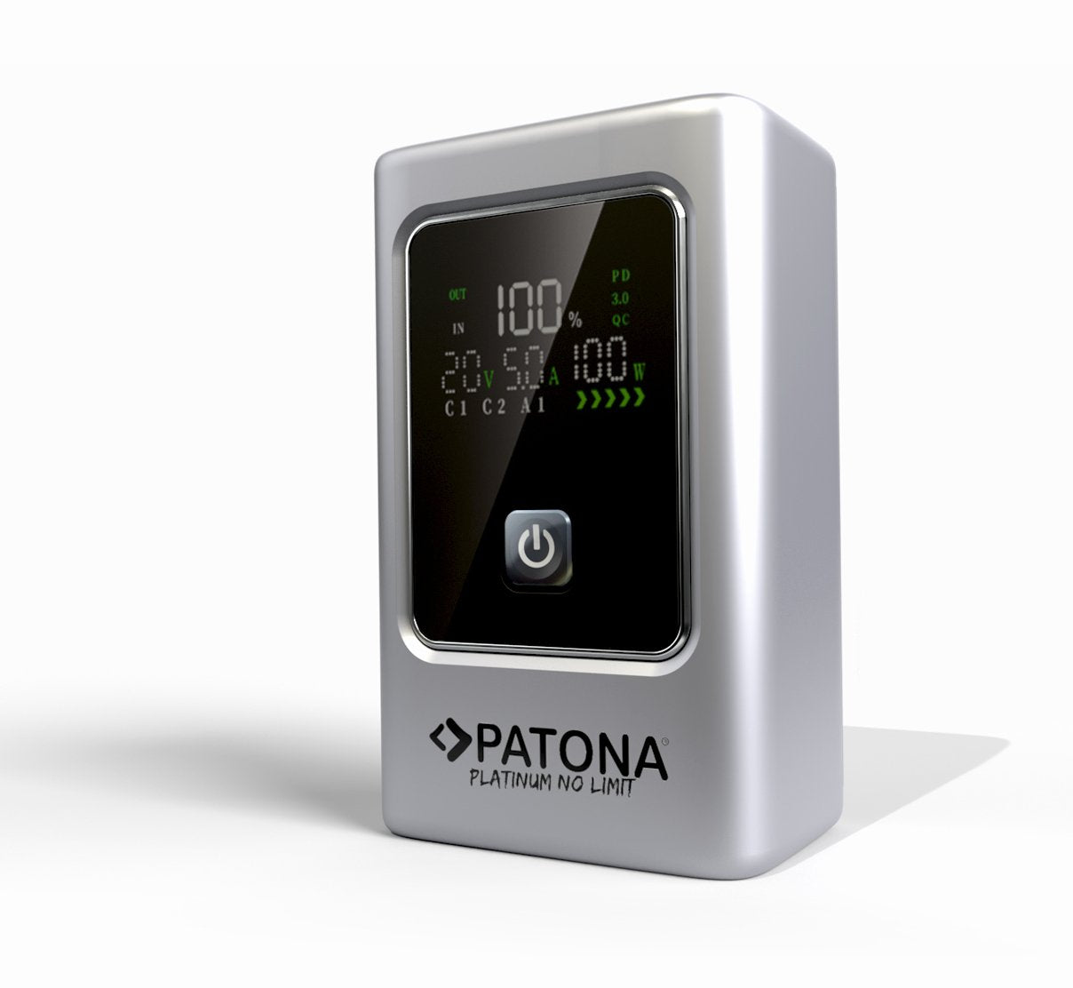 Patona Platinum Powerbank Luxury One Pd35  10000mah  Pd 35w  Usb-C + Usb-A Plateado, Negro