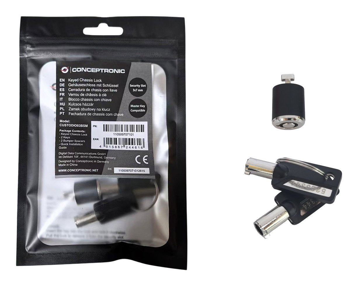Cerradura De Seguridad Con Llave Conceptronic Custodio03bsm Para Chasis Compatible Con Llave Maestra
