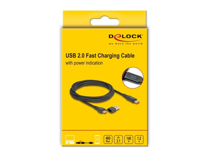 Delock Usb 2.0 Cable De Carga Usb Tipo-C + Usb Typ-A Macho A 2m