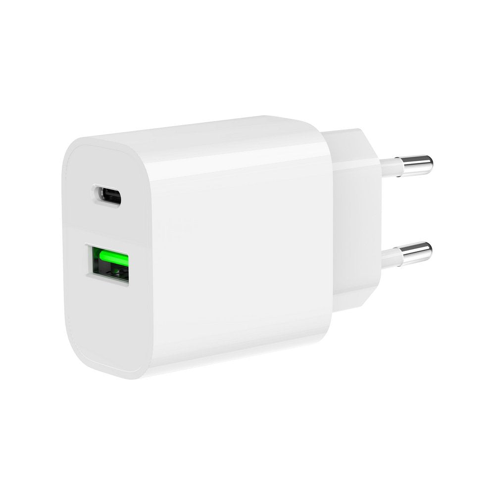 Cargador Rápido Pd Y Qc 3.0 Usb Tipo A + Tipo C, 20 W, Blanco