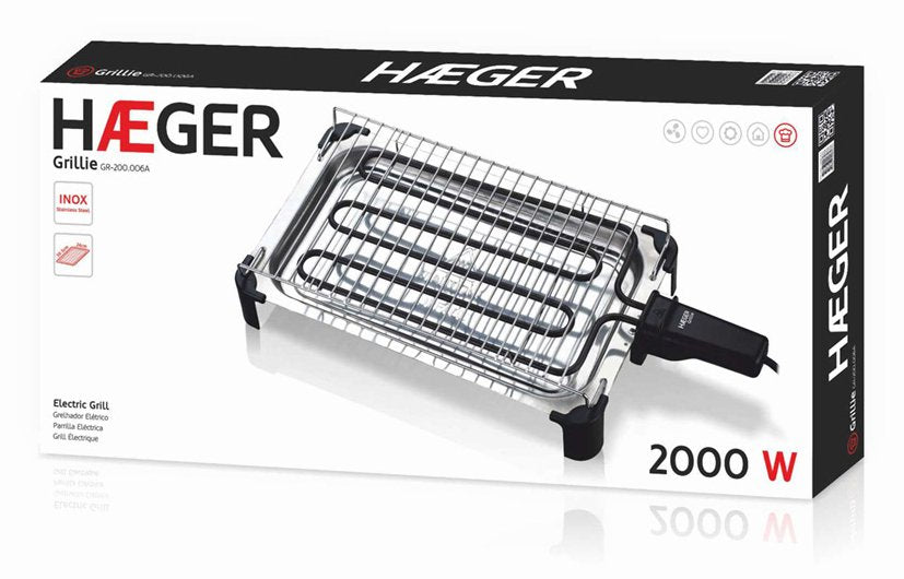 Haeger Grillie Parrilla Mesa Eléctrico Acero Inoxidable 2000 W