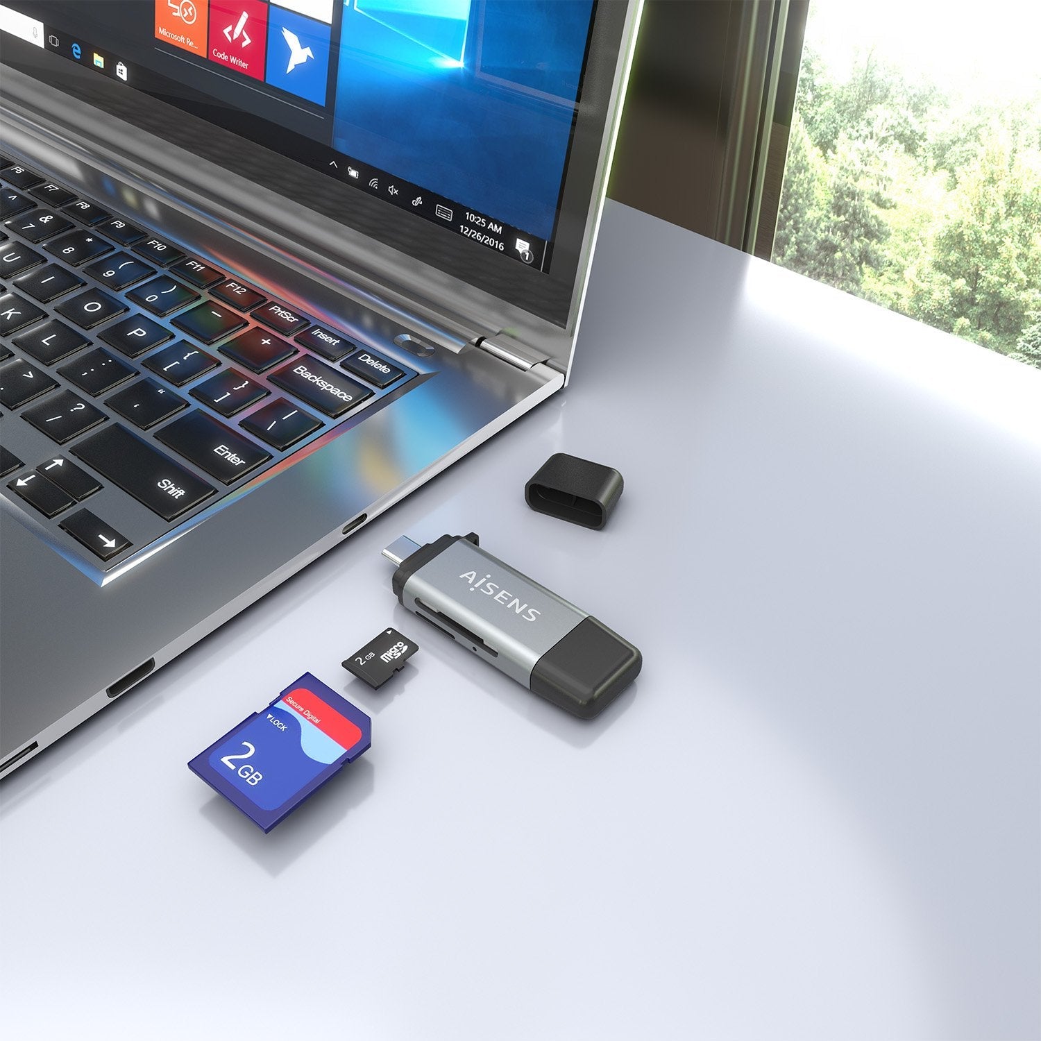 Aisens Lector De Tarjetas Sd, Micro Sd, Mmc, Rs-Mmc, Mmc Micro, Usb-A Y Usb-C, Gris