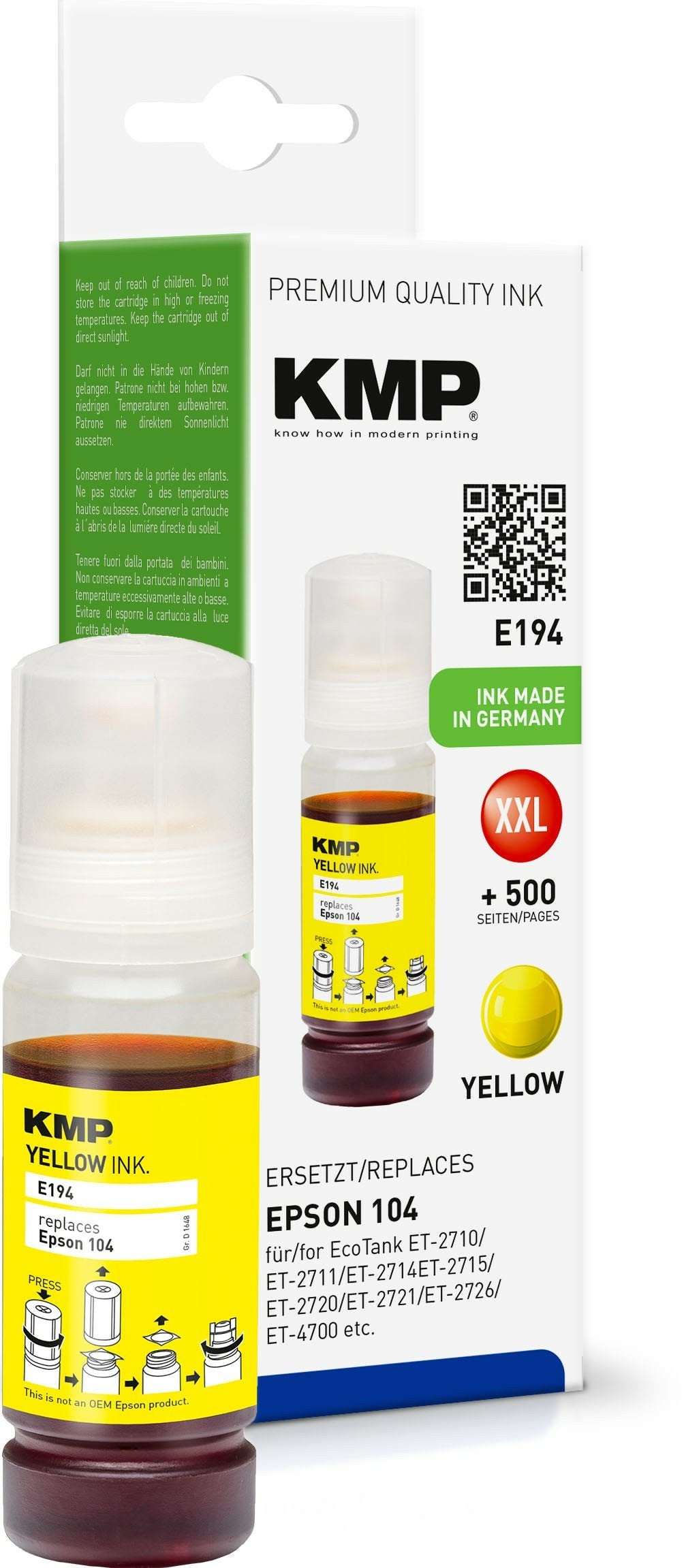 EAN 4011324372663 - KMP E194 cartucho de tinta 1 pieza(s) Compatible Amarillo imagen 1