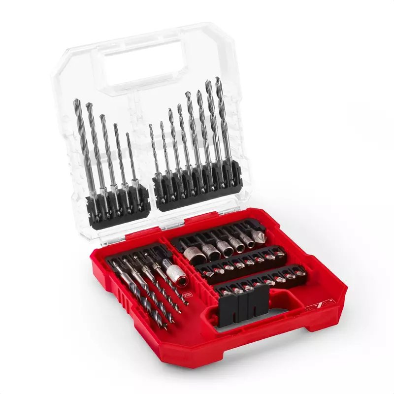 Einhell L-Case Juego De Brocas Y Taladros De 40 Piezas (Brocas De 25 Mm, Portapuntas De Cambio Rápido, Llave De Vaso, Avellanador, Brocas Para Metal, Piedra Y Madera, Incl. Caja De Almacenamiento)