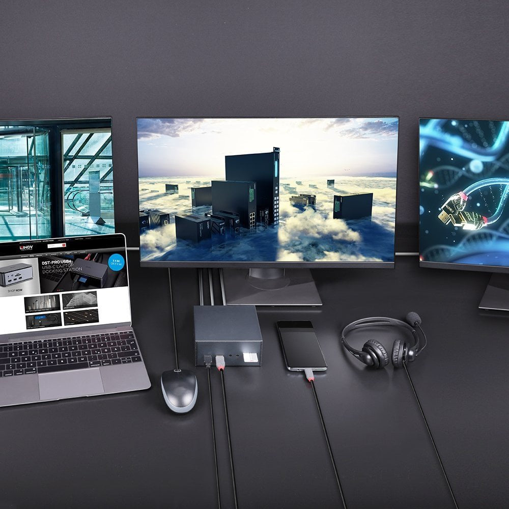 Lindy 43378 Base Para Portátil Y Replicador De Puertos Alámbrico Usb 3.2 Gen 2 (3.1 Gen 2) Type-C Gris
