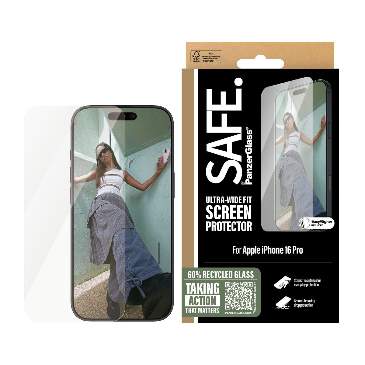 EAN 5715685002625 - PanzerGlass SAFE. by ® Screen Protector iPhone 16 Pro | Ultra-Wide Fit Protector de pantalla Apple 1 piez imagen 2