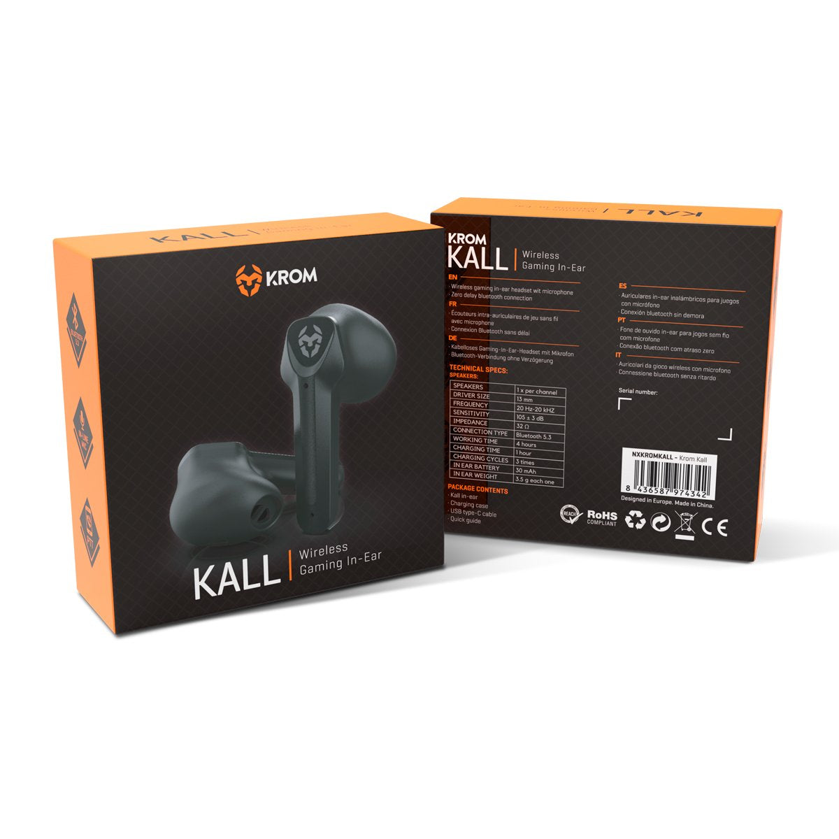 EAN 8436587974342 - Krom KALL Auriculares Inalámbrico Dentro de oído Juego Bluetooth Negro imagen 8
