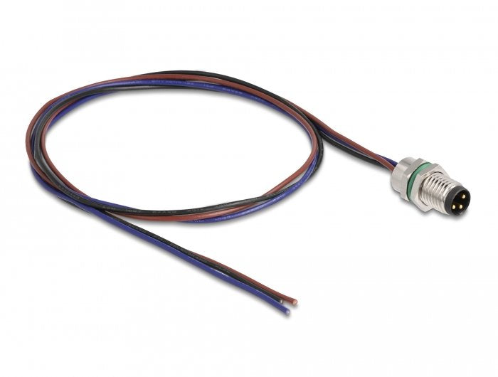 Delock M8 Einbaucable A-Kodiert 3 Pin Stecker Für Panel Mit Offenen Cablen Front Montage 0,5 M