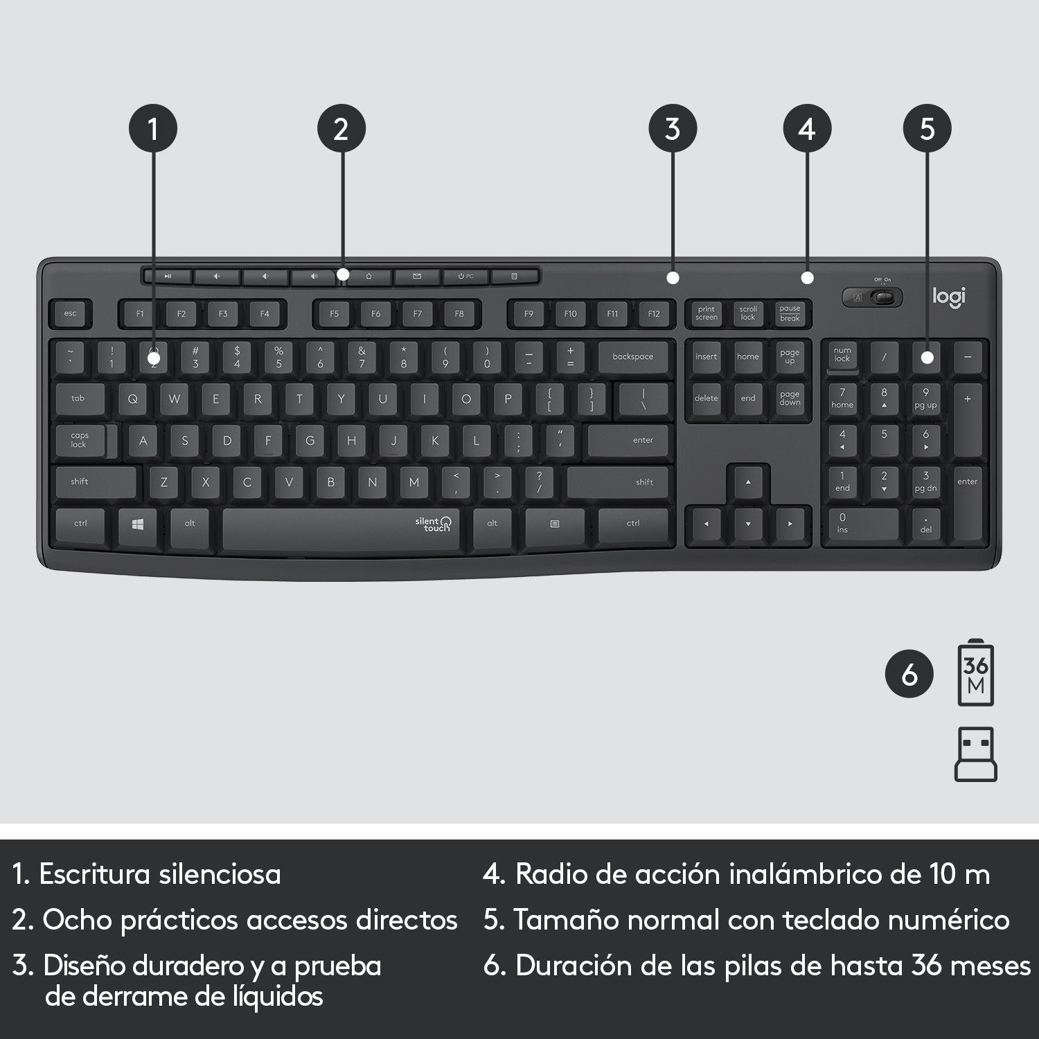 EAN 5099206092419 - Logitech 920-009798 teclado Ratón incluido Oficina RF inalámbrico QWERTY Español Grafito imagen 11