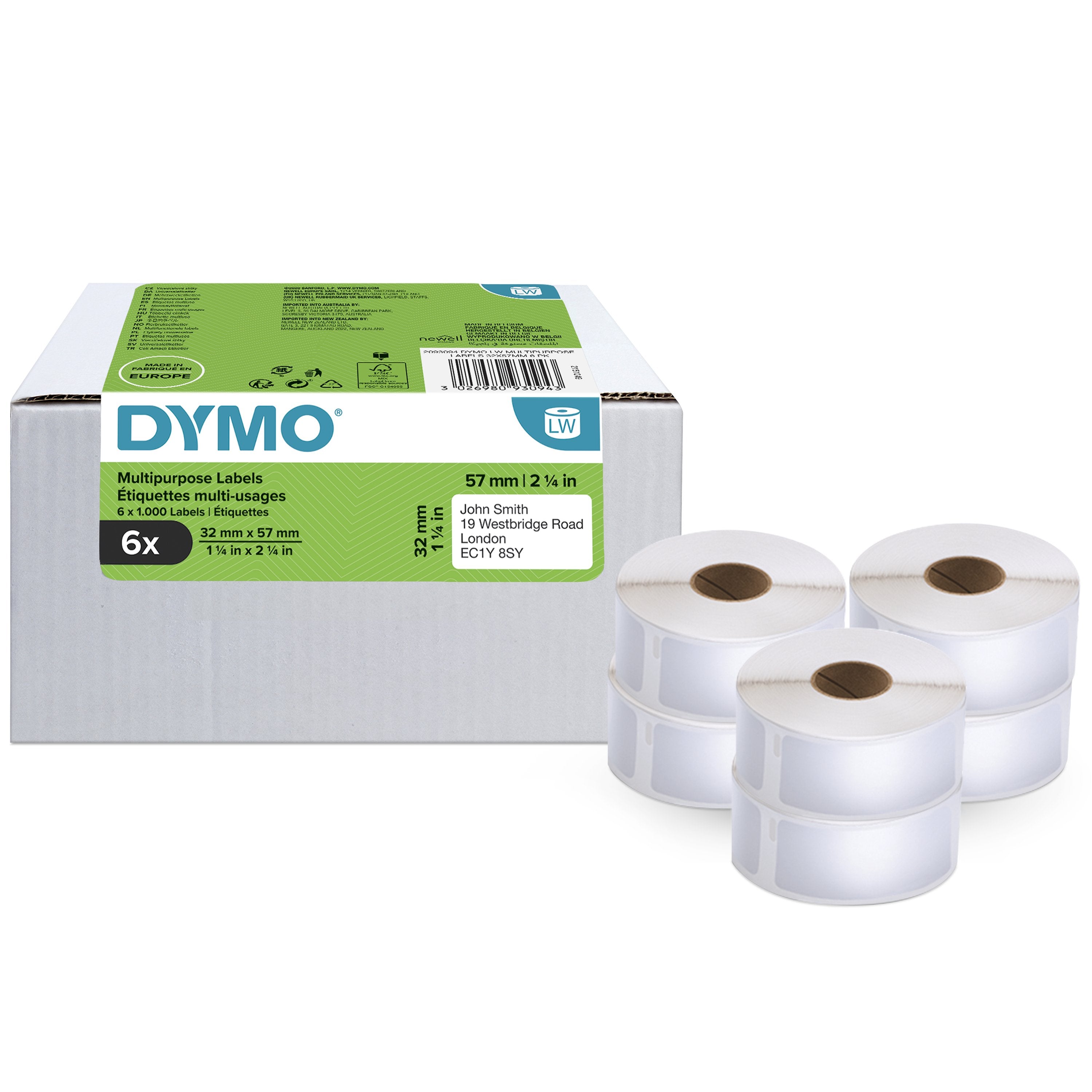 EAN 3026980930943 - DYMO LW - Multi-Purpose Labels - 32 x 57 mm - 2093094 Blanco Etiqueta para impresora autoadhesiva imagen 1