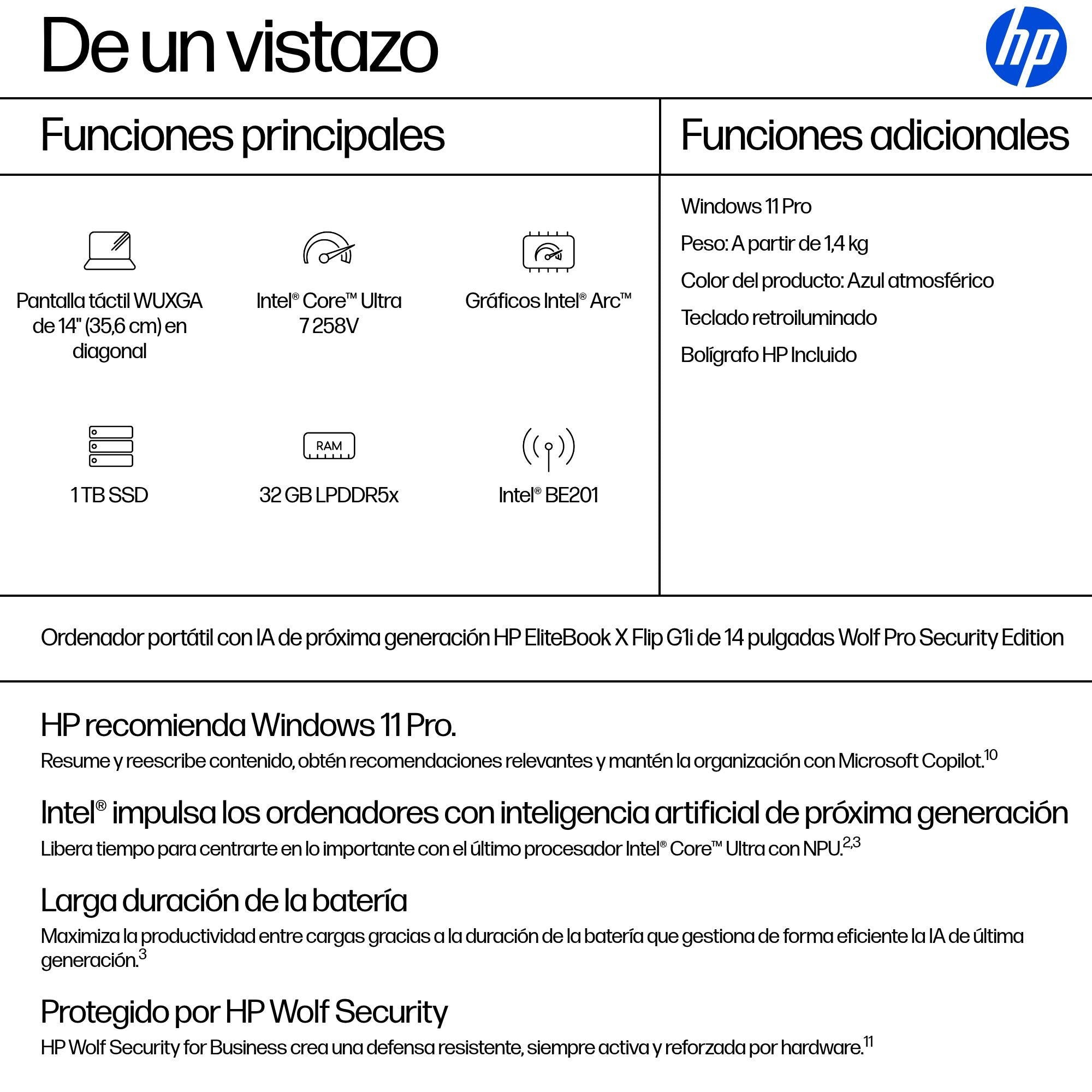 EAN 198990541150 - HP EliteBook X Flip G1i Next Gen AI PC Wolf Pro Security Edition Copilot+ PC Intel Core Ultra 7 258V Híbri imagen 4